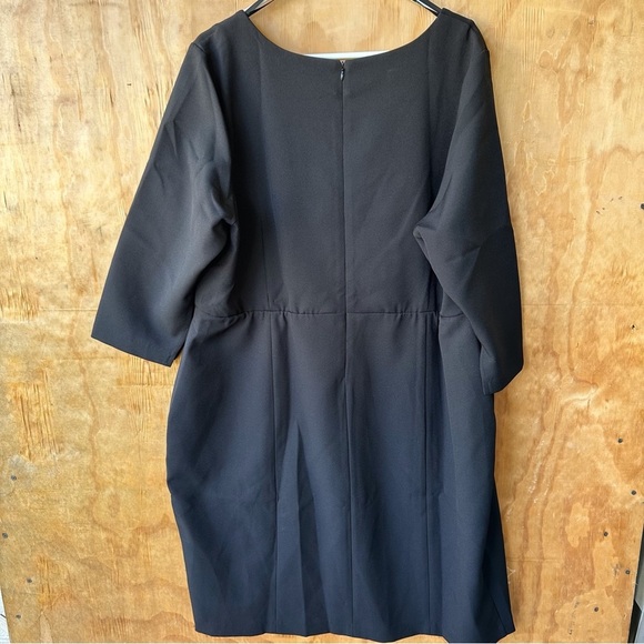 Eloquii Black Sweatheart neckline Sheath Dress Size 22 3/4 sleeve Midi - Picture 4 of 13